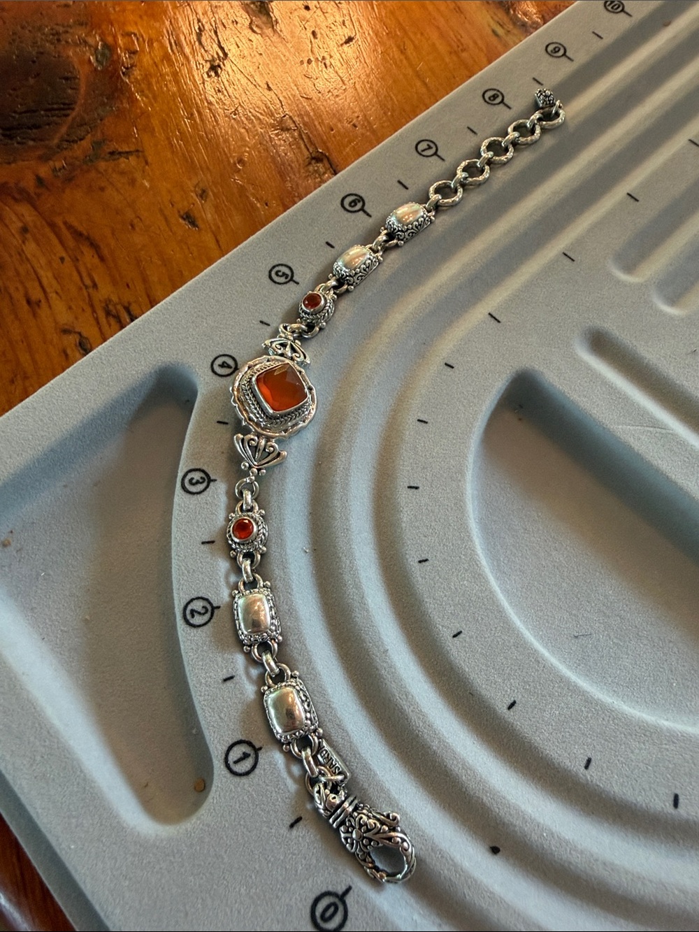 Sarda Spiritual Growth Bracelet Sterling Silver Orange Gemstone Bracelet - Picture 2 of 2